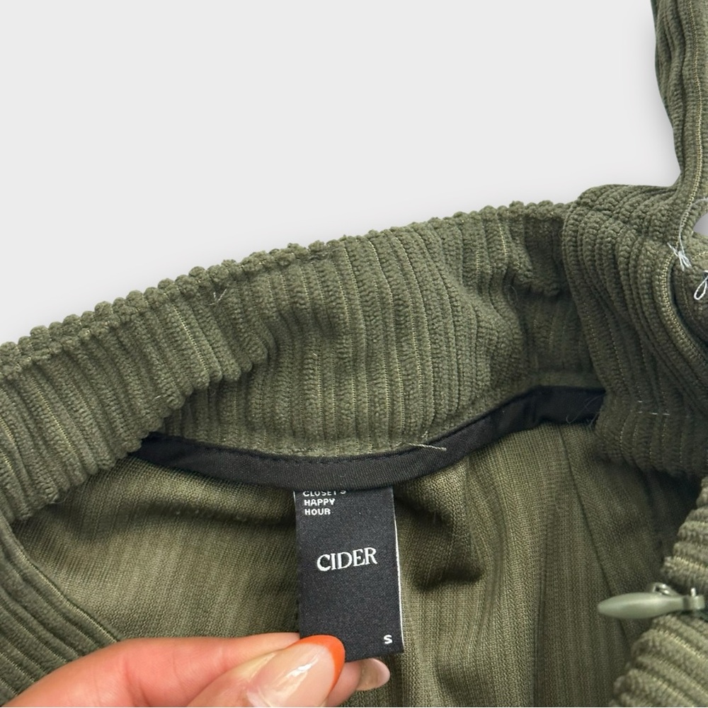 Cider Corduroy Overall Mini Dress Size Small Olive Green Fall - Picture 4 of 4